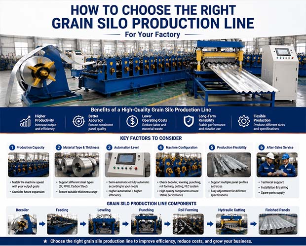 How to choose a grain silo production line for factory with automatic steel silo manufacturing equipment