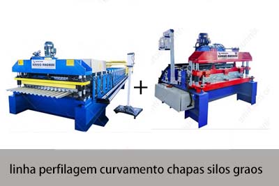 Linha de perfilagem e curvamento de chapas para silos de graos